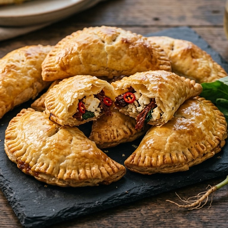Empanada met fetakaas, Spaanse peper en zongedroogde tomaar recept