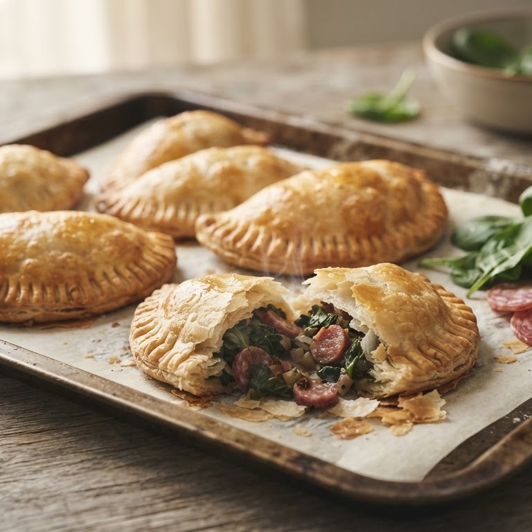 Empanada met salami en spinazie recept