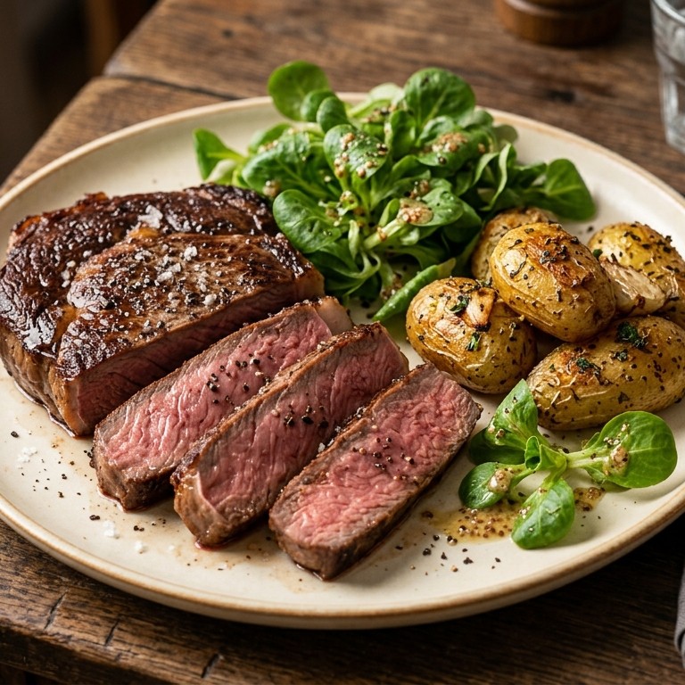 Entrecote met knoflool-krieltjes recept