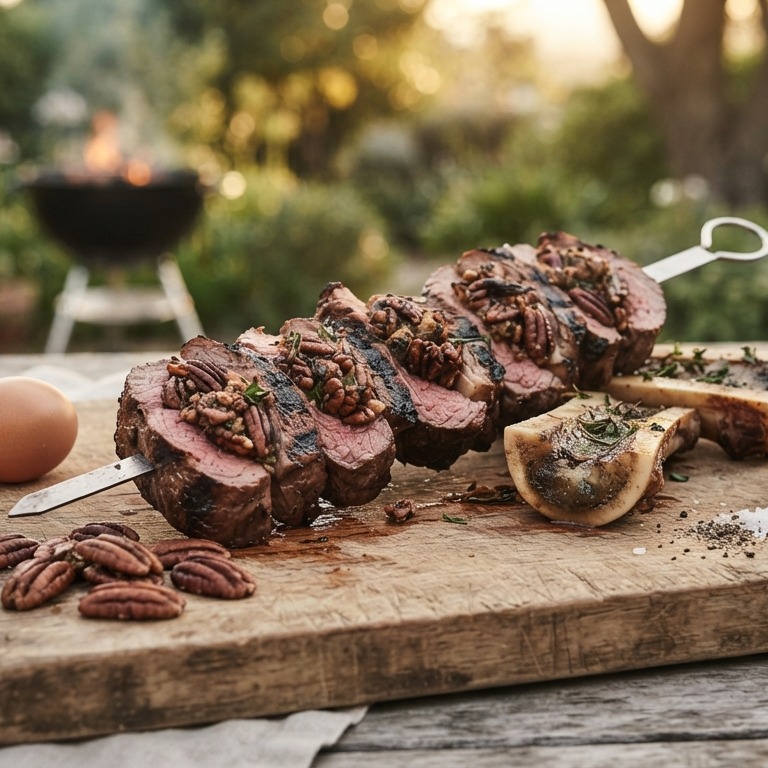 Entrecôte-skywe met neutvulsel recept