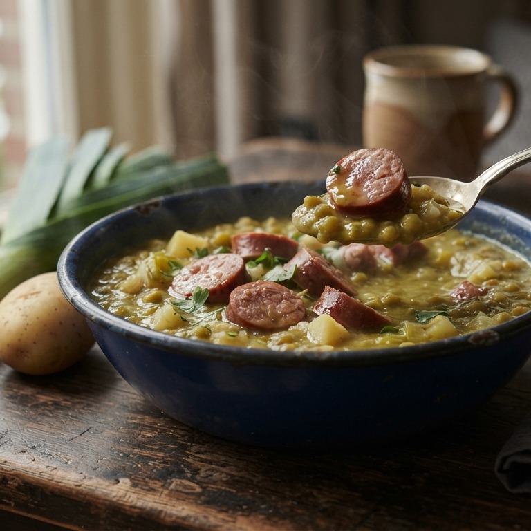 Erwtensoep met grove rookworst recept