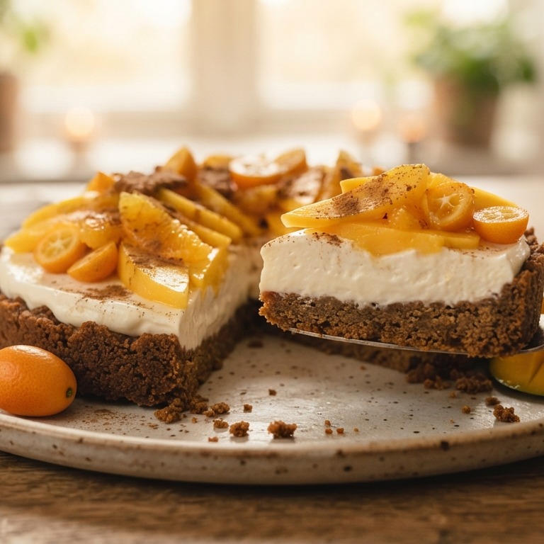 Exotische speculaastaart met mango, sinaasappel en kumquat recept