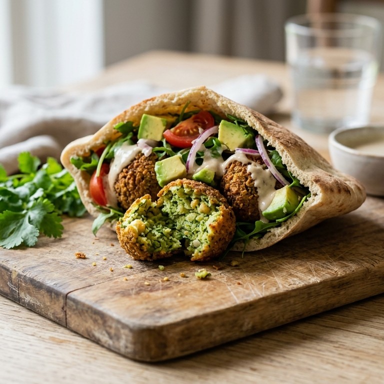 Falafelbroodje met avocadosalade recept