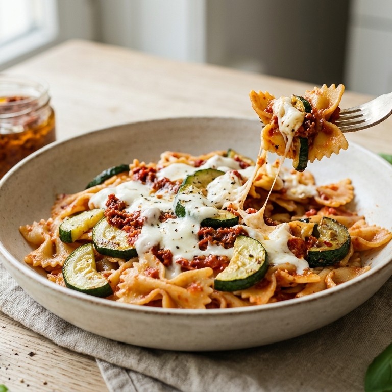 Farfalle met courgette en mozzarella recept