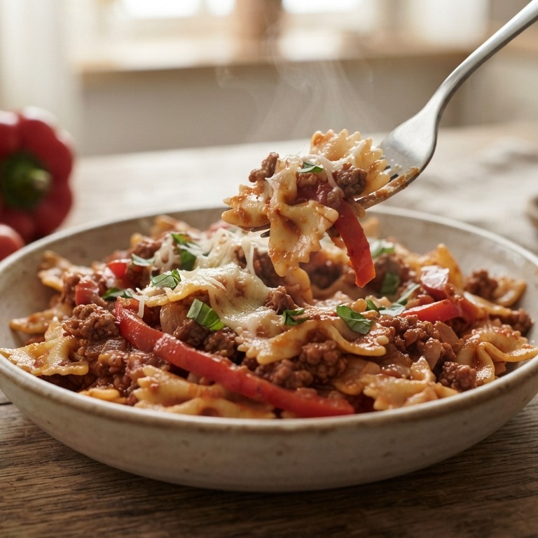 Farfalle met gehakt-tomatensaus recept