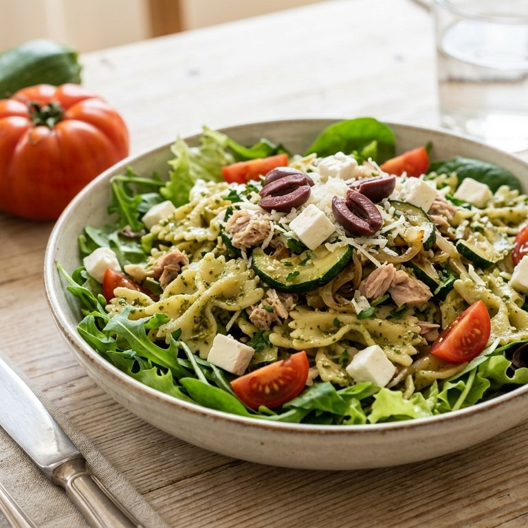 Farfalle met tonijn op een bedje van sla recept