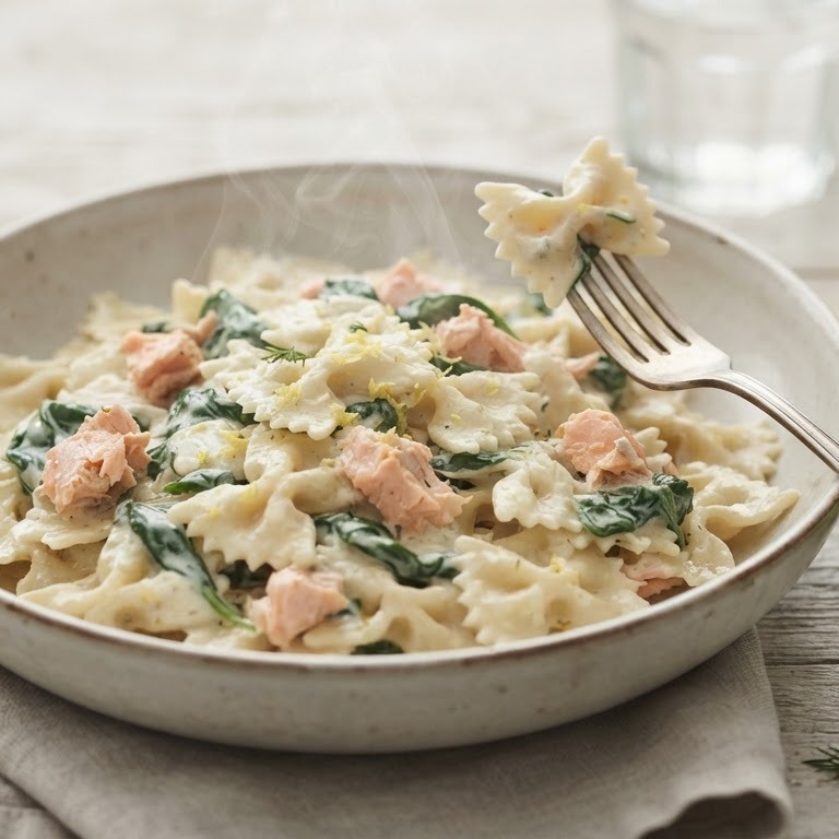 Farfalle met zalm-citroensaus recept