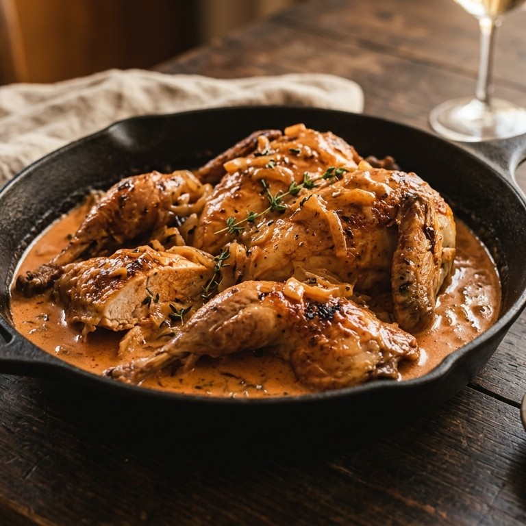 Fazant met paprika-roomsaus recept