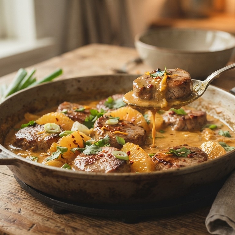 Filetlapjes met sinaasappel - kerriesaus recept