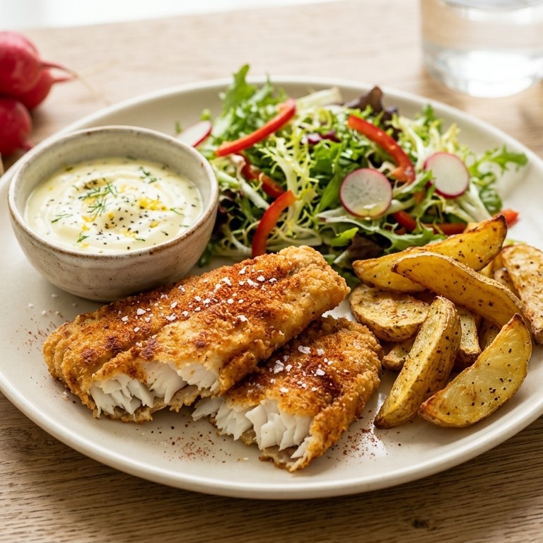Fish & chips met citroenyoghurtdip recept