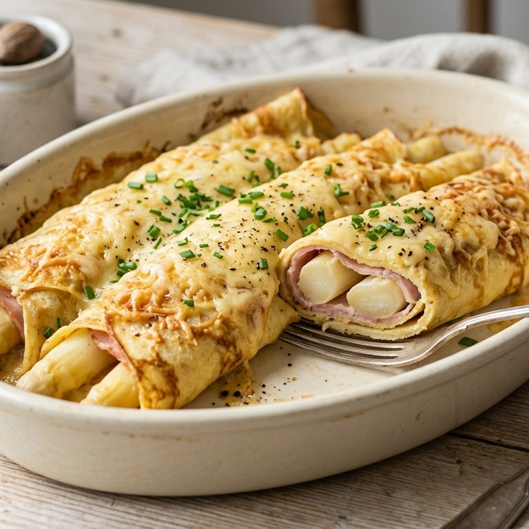 Flensjes met asperges en ham recept