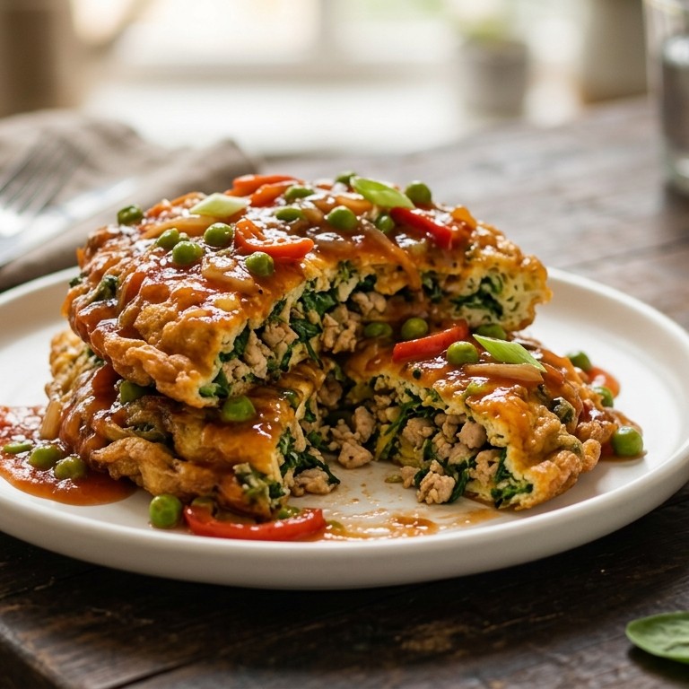 Foe Yong Hai Bayam (gefrituurde gehaktkoekjes met spinazie en saus) recept