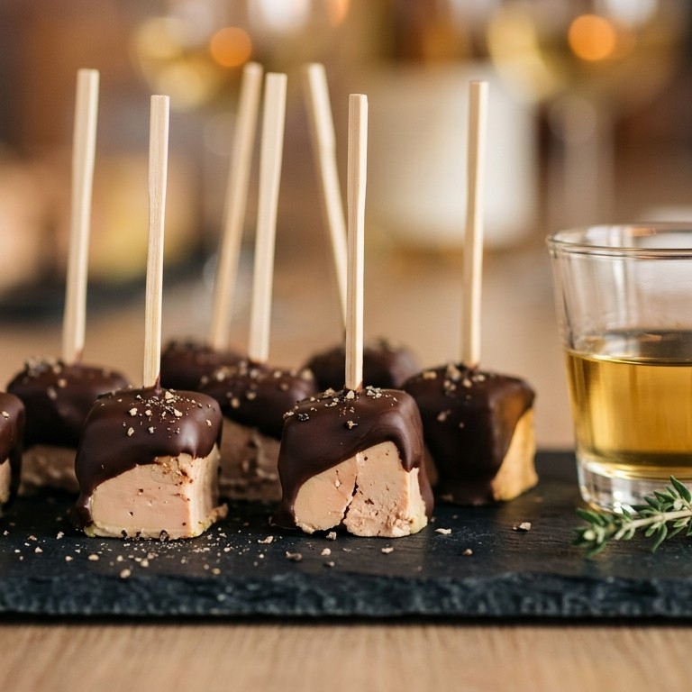 Foie gras met chocolade op een stok recept