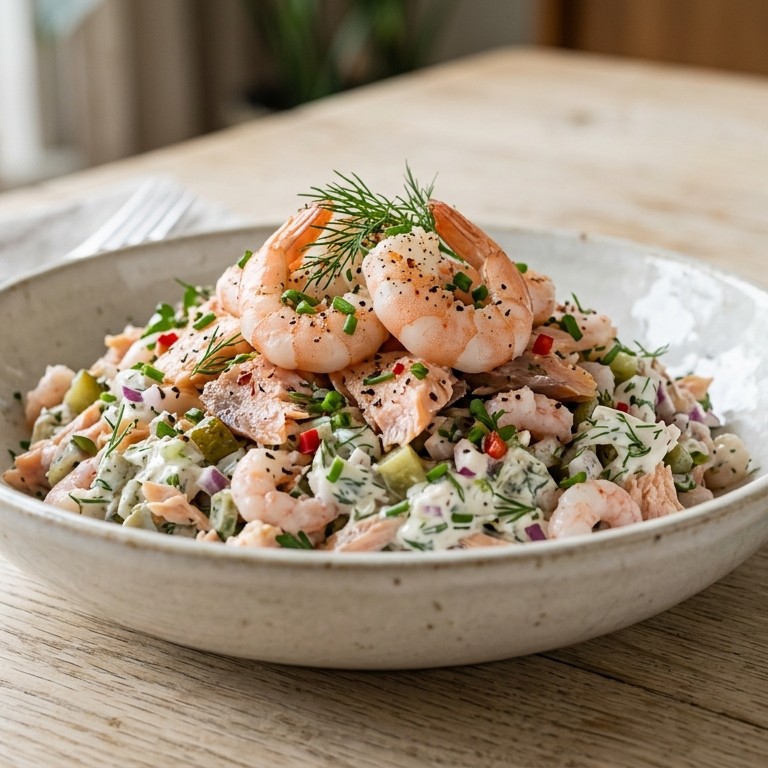 Forel met garnaal salade recept