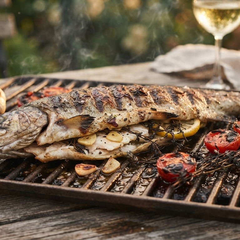 Forel met tomaat en tijm (BBQ) recept