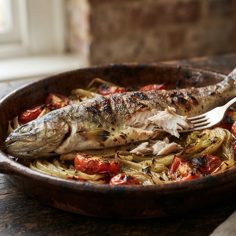 Forel met tomaat en venkel uit de oven recept