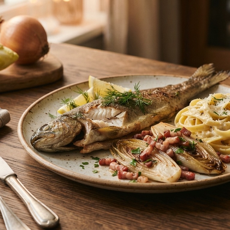 Forel met witlof en tagliatella recept