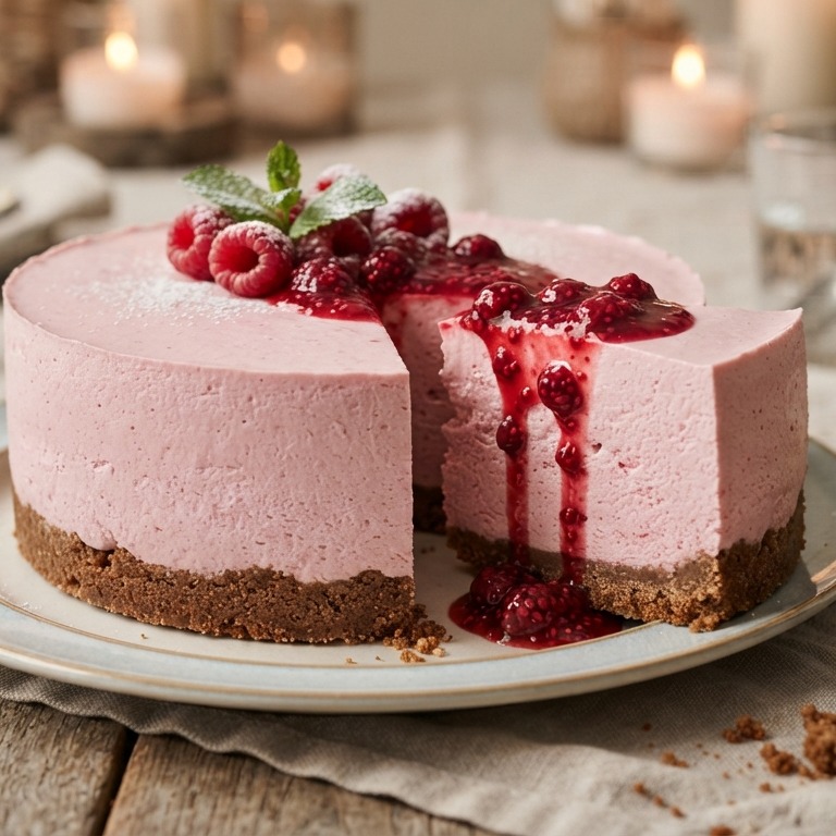 Frambozen-cheesecake  (zonder bakken) recept