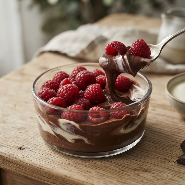 Frambozen met chocoladeroom recept