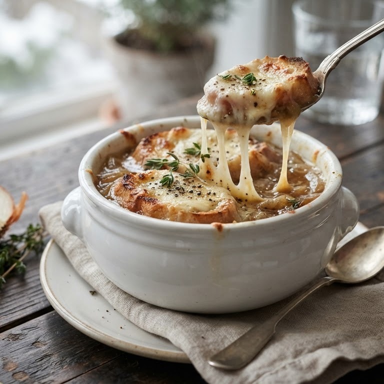 Franse uiensoep met kaas recept