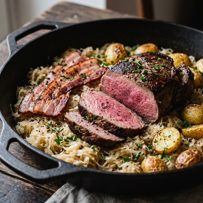 Franse zuurkoolschotel met lamsbout recept