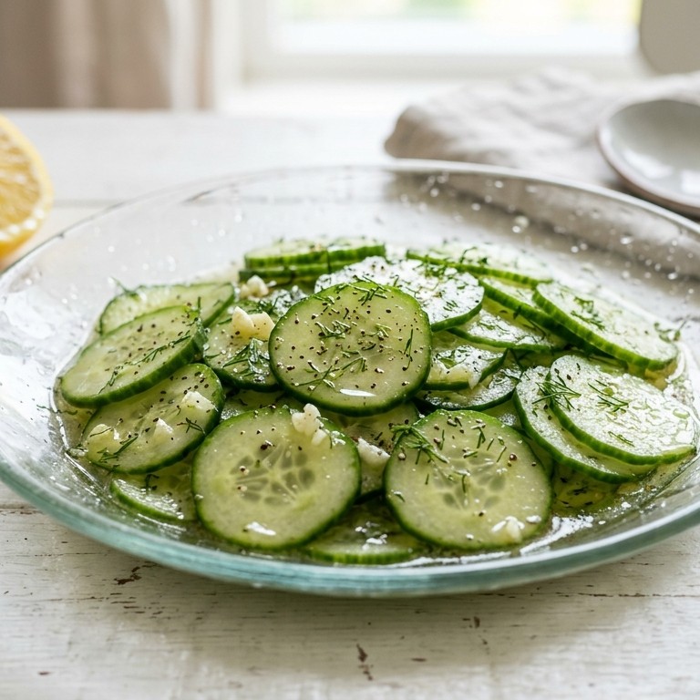Frisse komkommer/knoflook salade recept