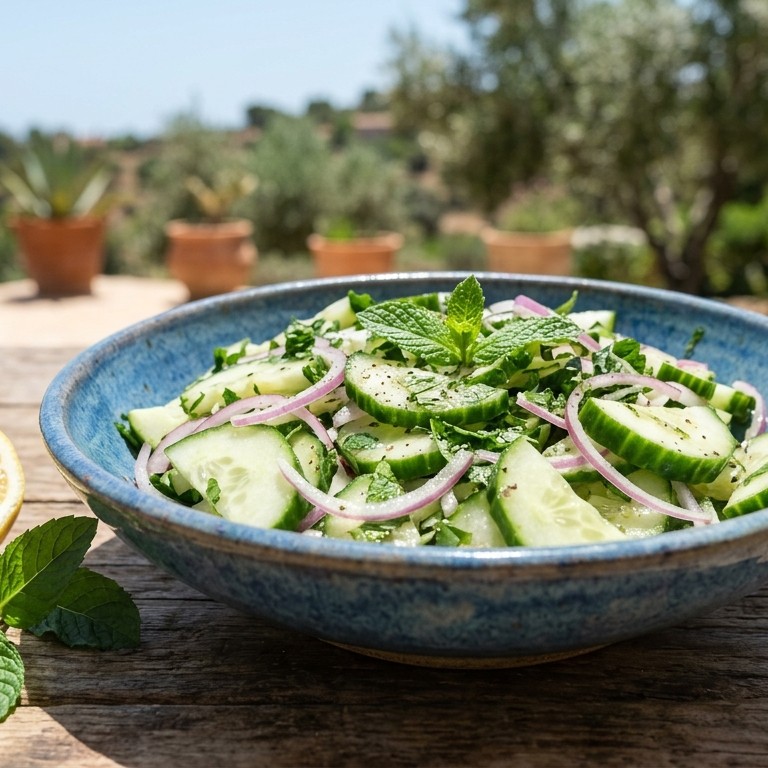 Frisse komkommersalade met rode ui recept