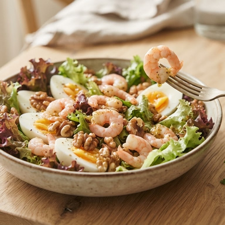 Frisse salade met garnalen recept