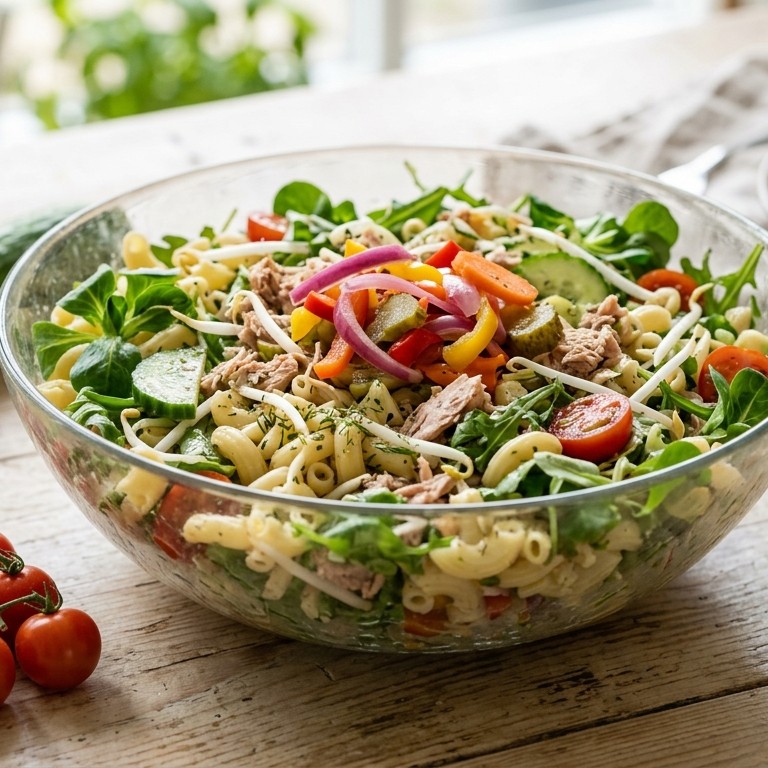 Frisse salade met pasta recept