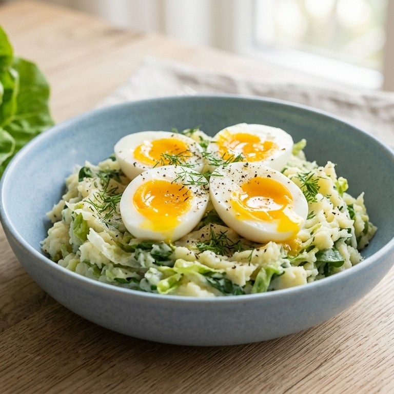Frisse slastamppot met ei recept