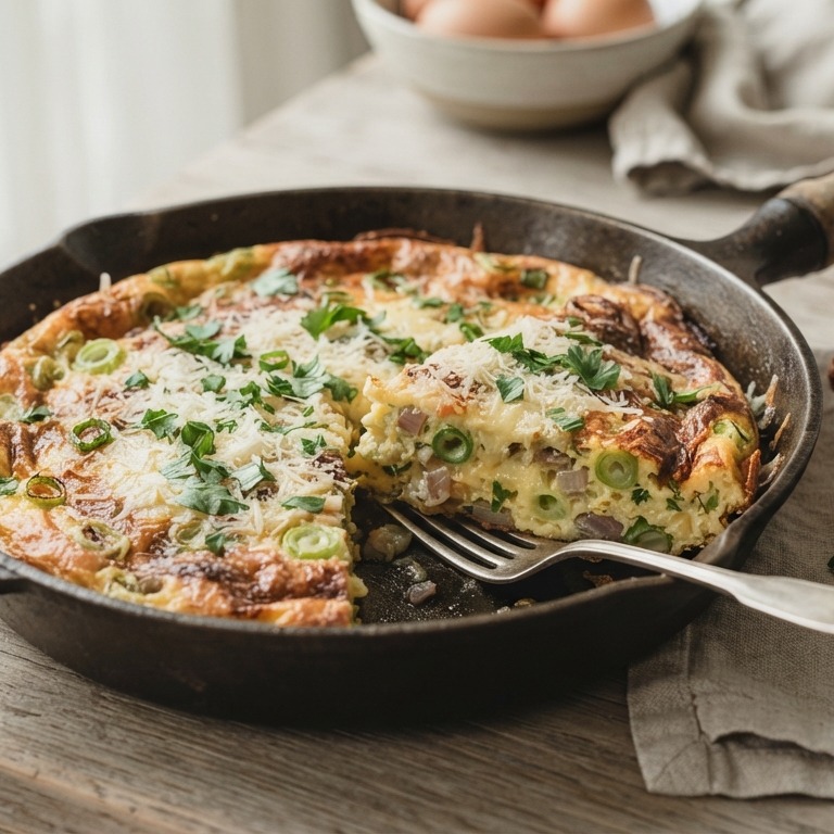Fritata omelet met sjalotjes en lente uitjes recept