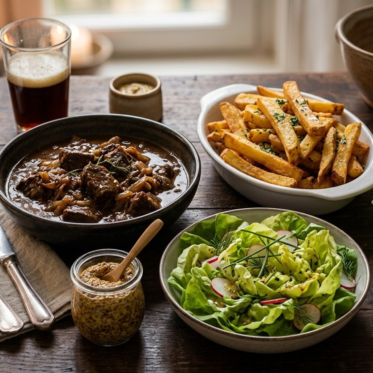 Frites stoofvlees met kropsla recept