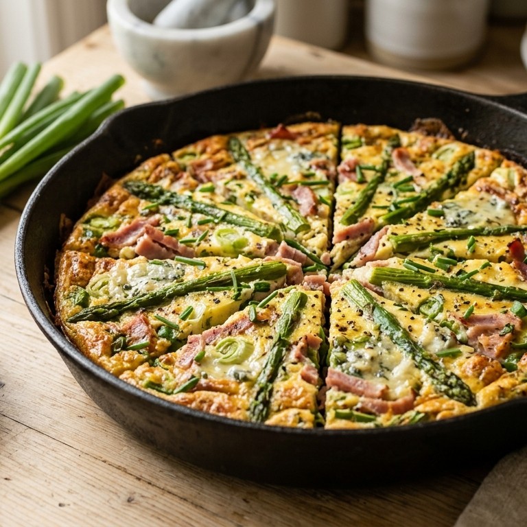 Frittata met ham en groene sperges recept