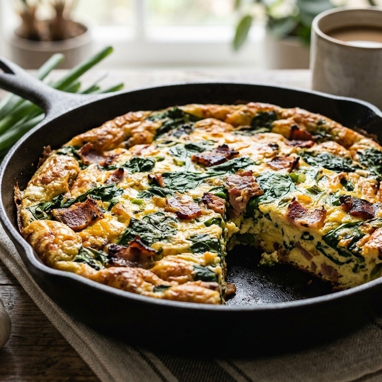 Frittata met spinazie en bacon recept