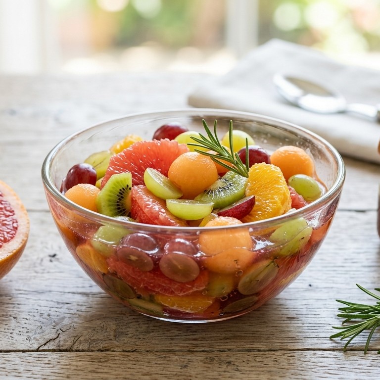 Fruit in rozemarijnsiroop recept