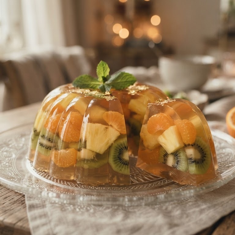 Fruit in sinaasappelgelei recept