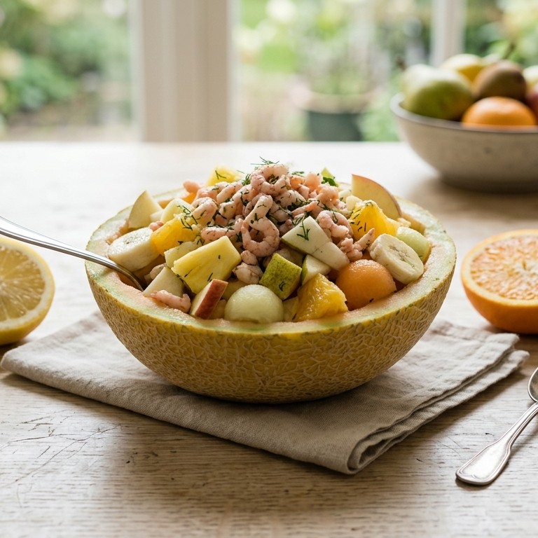 Fruitcocktail met garnalen recept