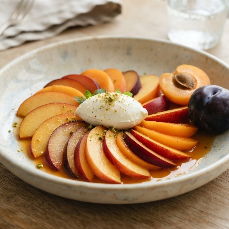 Fruitsalade met nectarines, pruimen, abrikozen en perziken recept