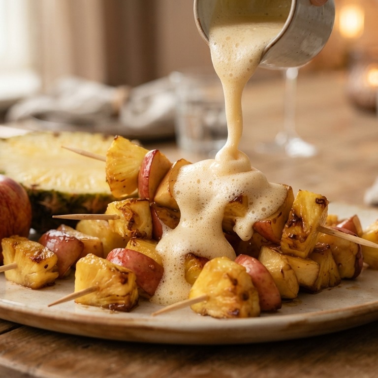 Fruitspiesjes met zabaglione voor buffet recept
