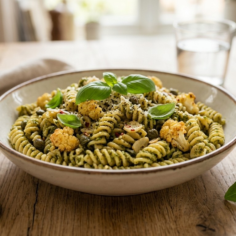 Fusilli met bloemkool en pesto recept