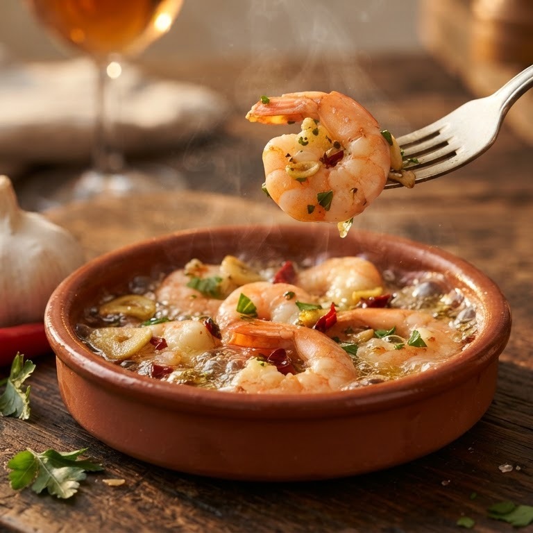 Gamba's in knoflook recept