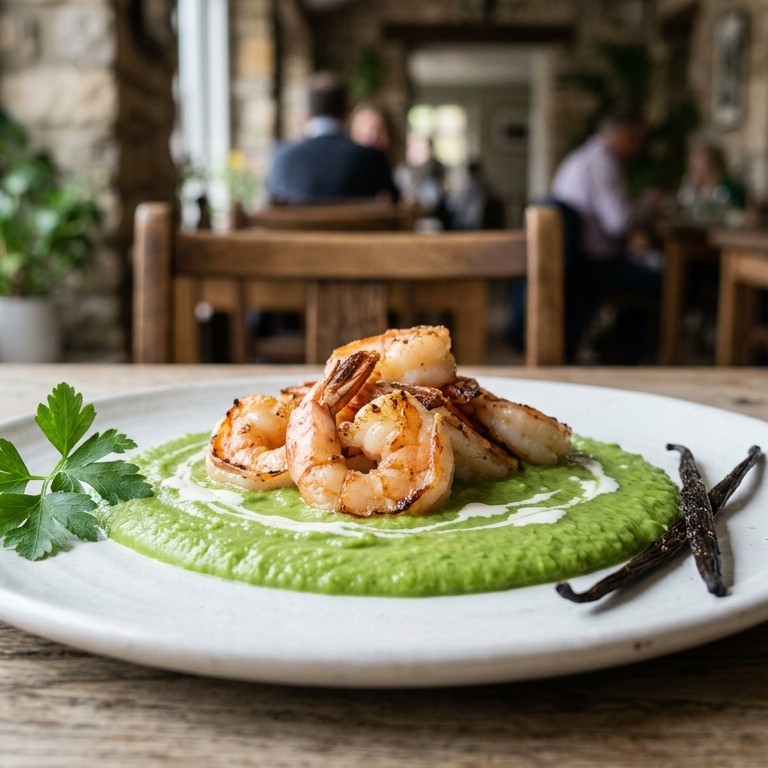 Gamba's op erwten-muntpuree recept