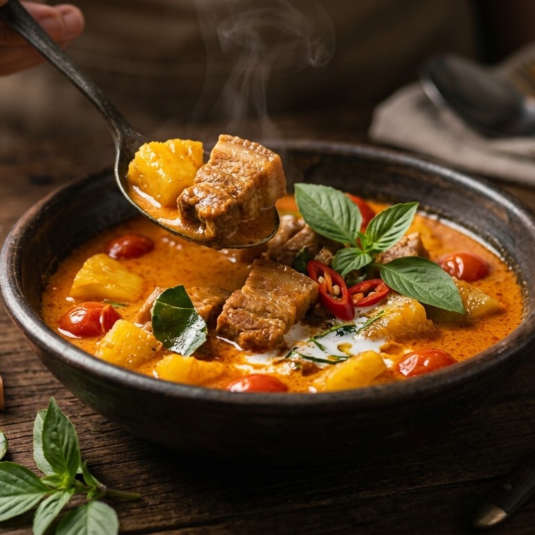 Gang Mu Tay Po (ananas en varkensvleescurry) recept