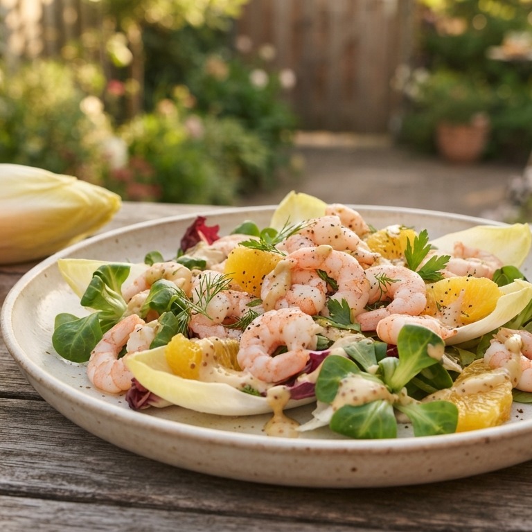 Garnalensalade met witlof en sinaasappel recept