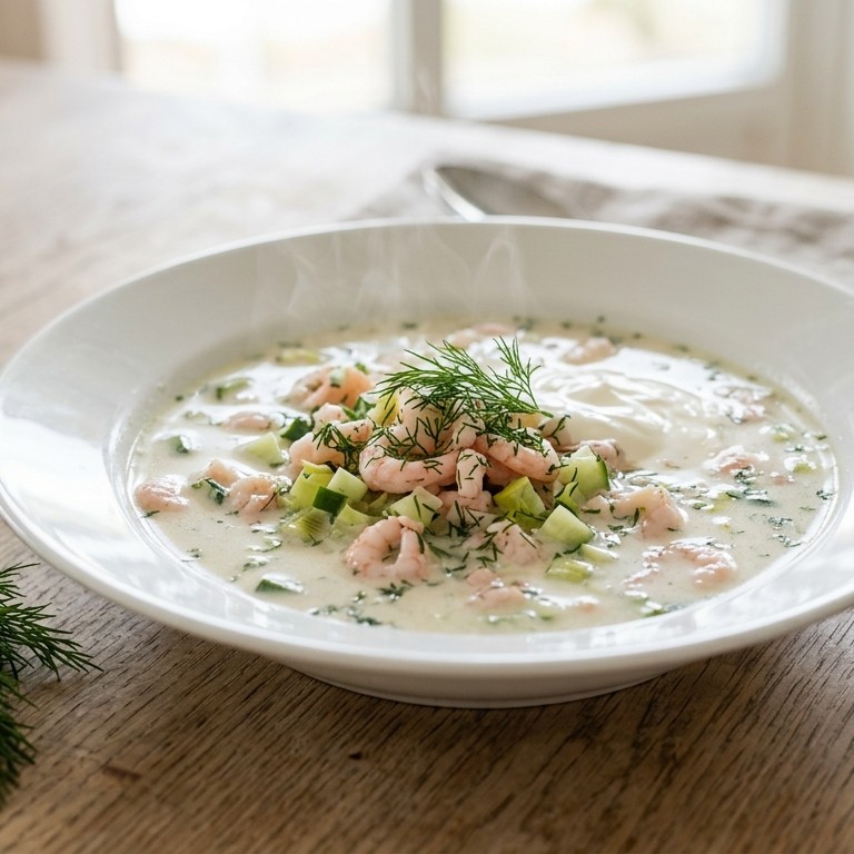 Garnalensoep met komkommer en dille recept