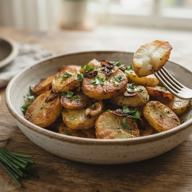 Gebakken aardappelen met knoflook recept