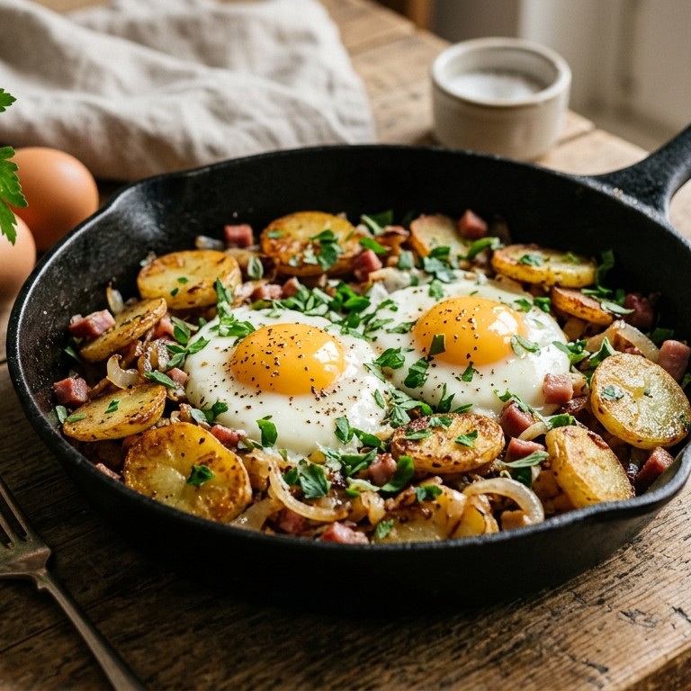 Gebakken aardappels met spiegelei recept