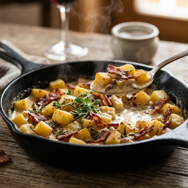 Gebakken aardappeltjes in roomsaus recept