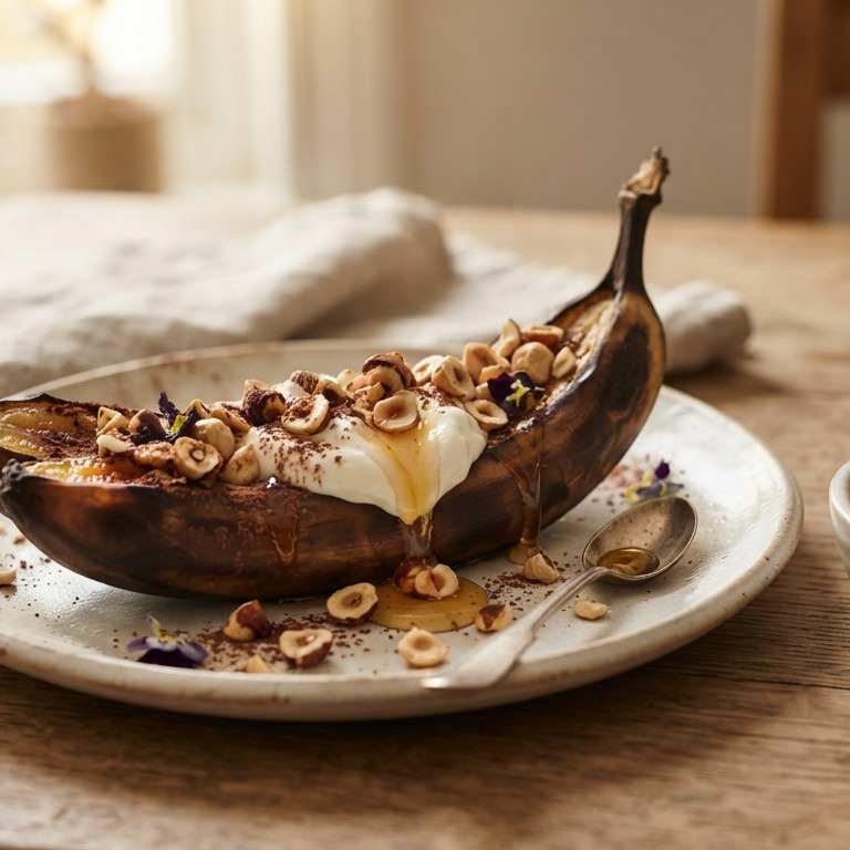 Gebakken banaan met griekse yoghurt en honing recept