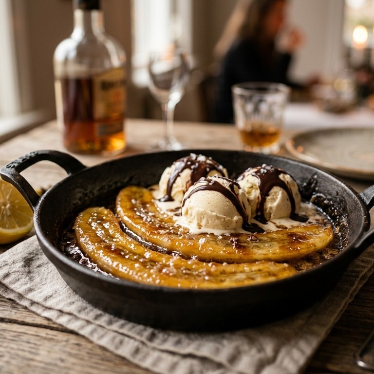 Gebakken banaan met rum voor gourmet recept